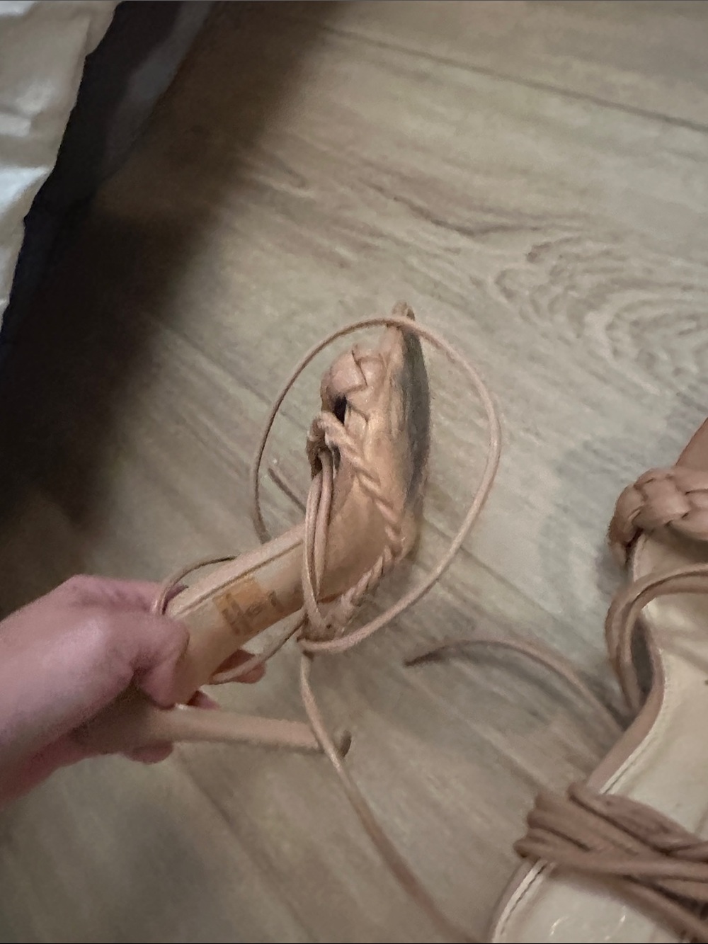 Braided Lace-Up Women's Sandals in Nude - Picture 4 of 4
